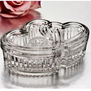 Vintage Double Heart 💕 Crystal Dish with Lid
